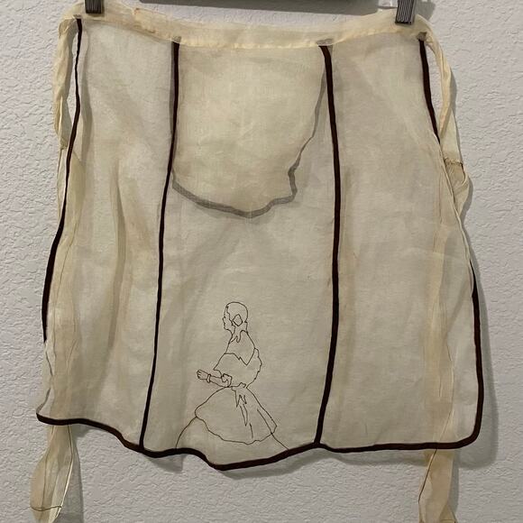 Handmade Other - Vintage Organdy Tea Apron Colonial Lady Embroidered Sheer